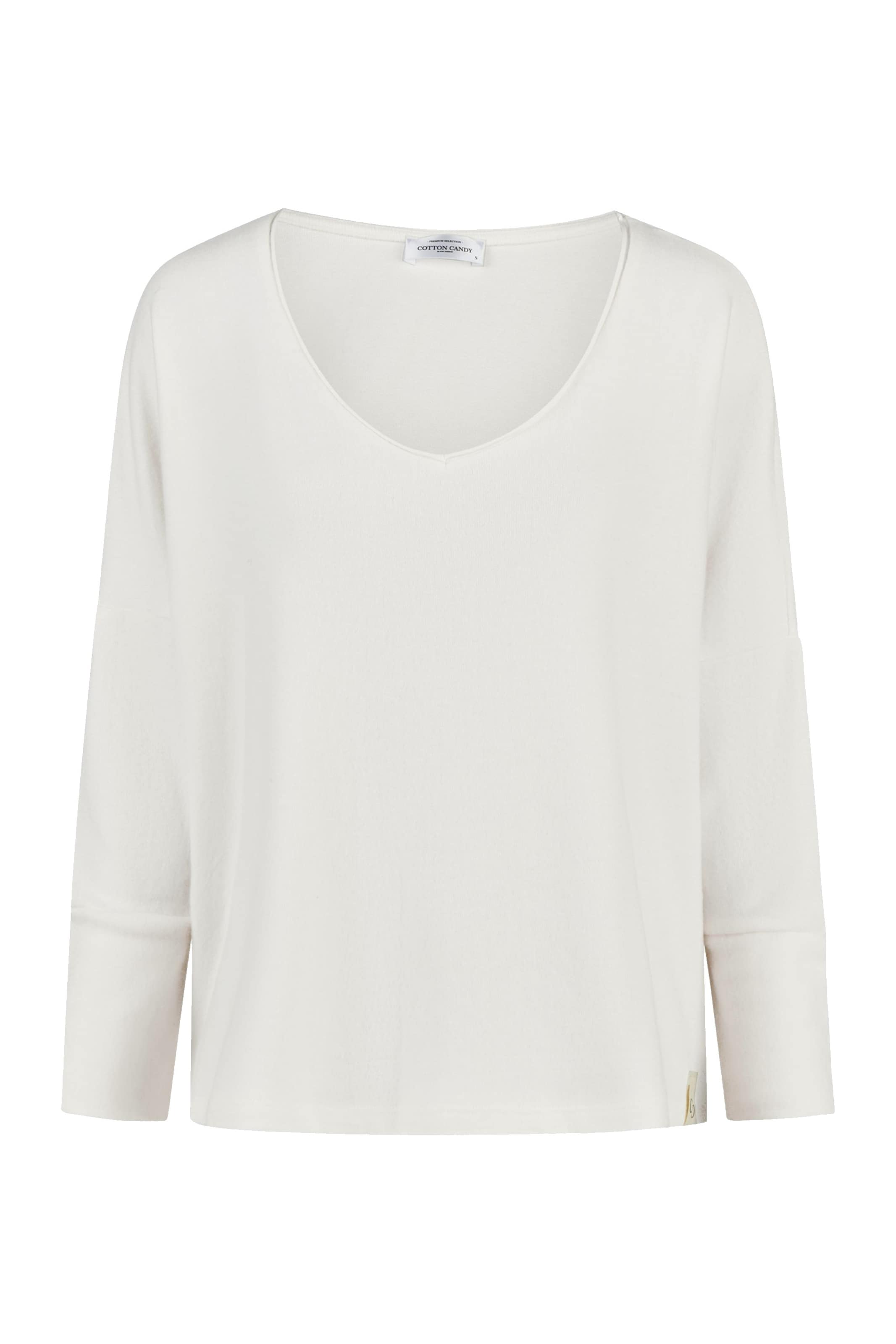 Cotton Candy Langarmshirt, Schnitt oversized in Weiß: Vorderseite
