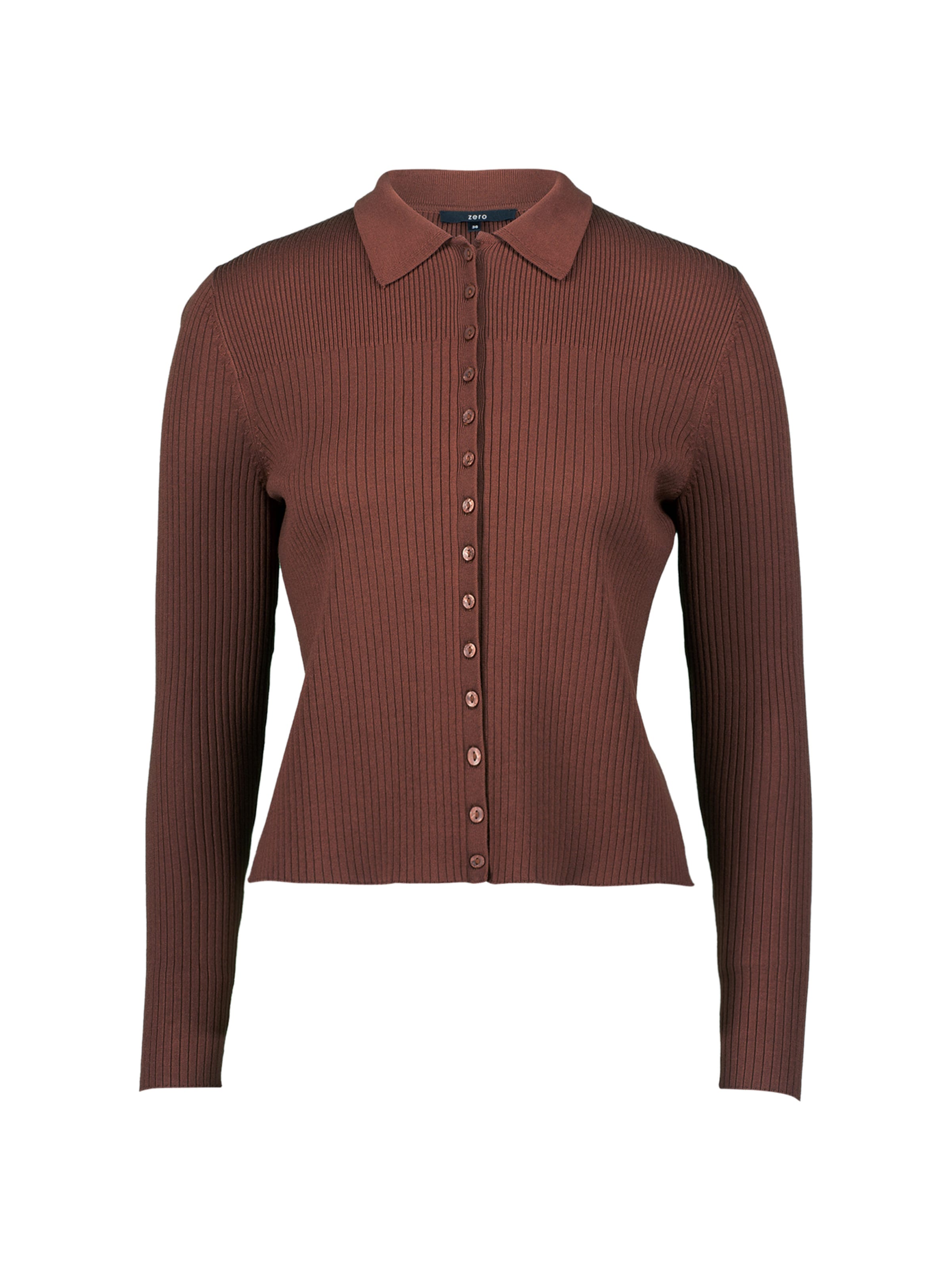 zero Gebreid vest in Bruin: voorkant