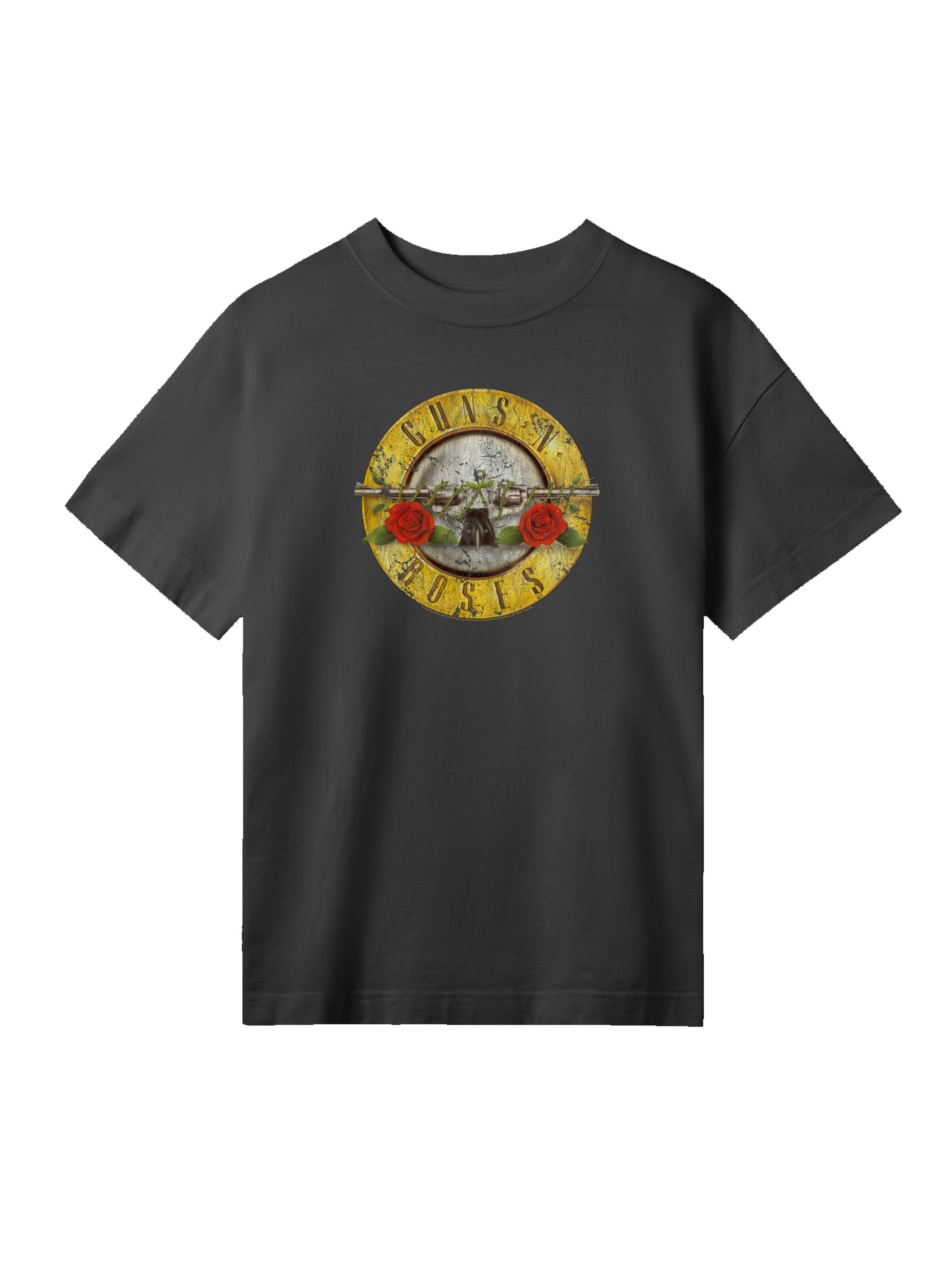 F4NT4STIC Shirt 'Guns 'n' Roses Vintage Bullet Logo' in Zwart: voorkant