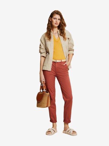 Coupe slim Pantalon chino ESPRIT en marron