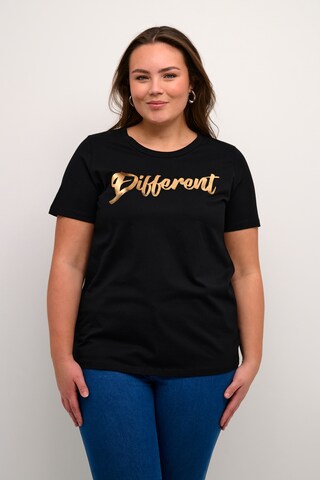 KAFFE CURVE Shirt 'Tiva' in Zwart: voorkant