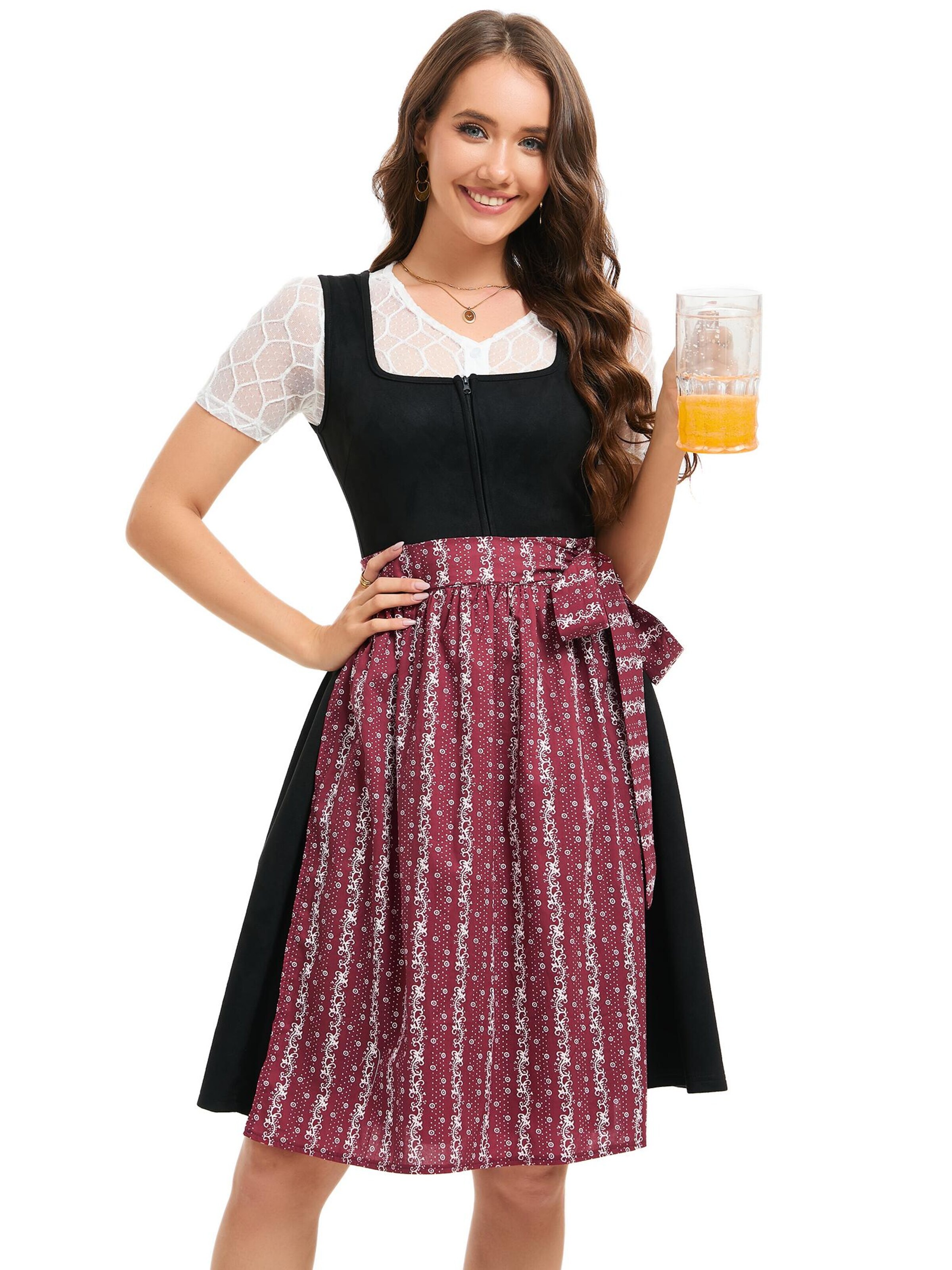 KoJooin Sukienka 'Deutsches Dirndlkleid für Damen, bayerisches Oktoberfest, Halloween, Karneval für die Feiertage' w kolorze czarny