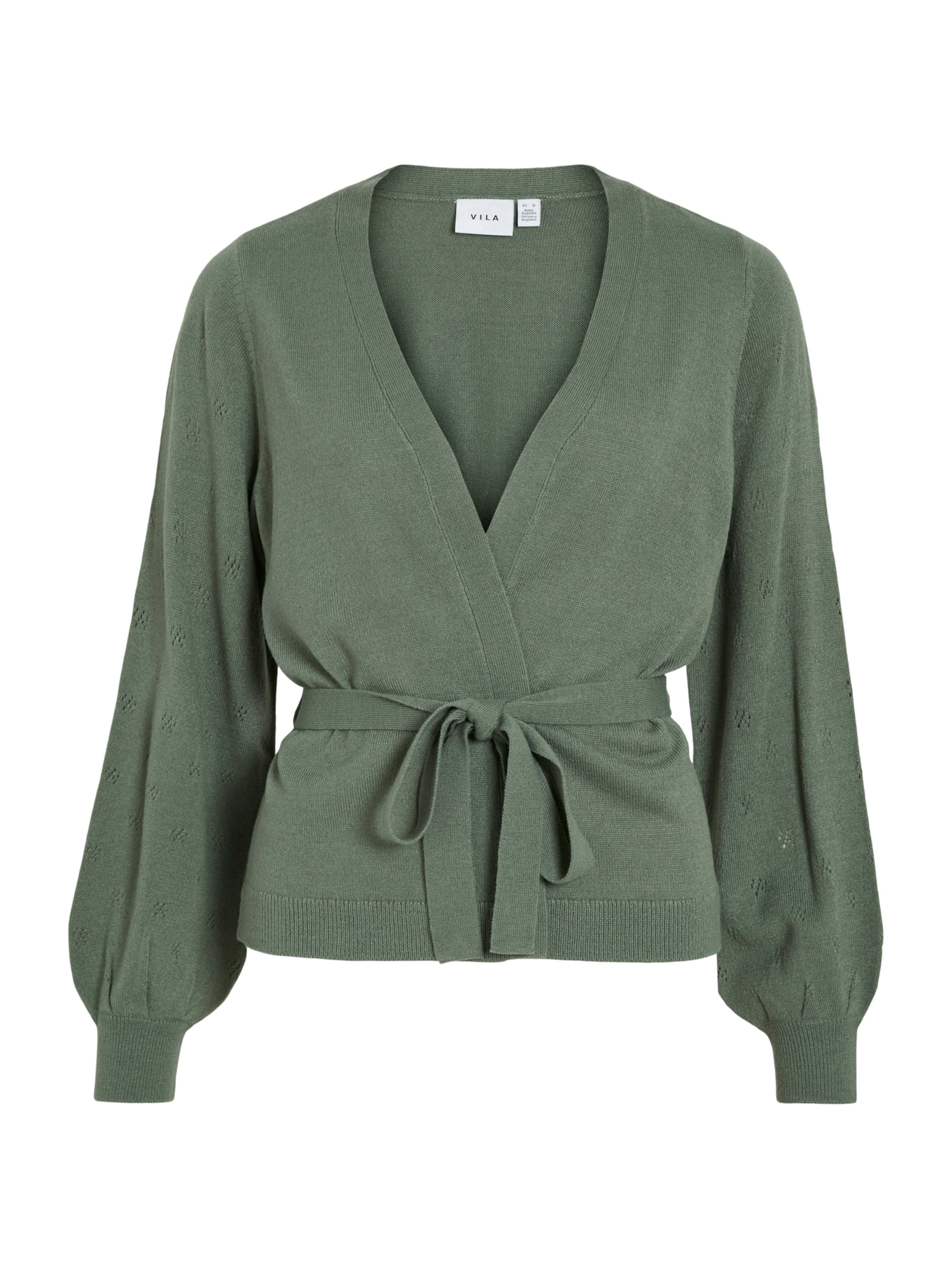 VILA Knit Cardigan 'VIAva' in Green: front