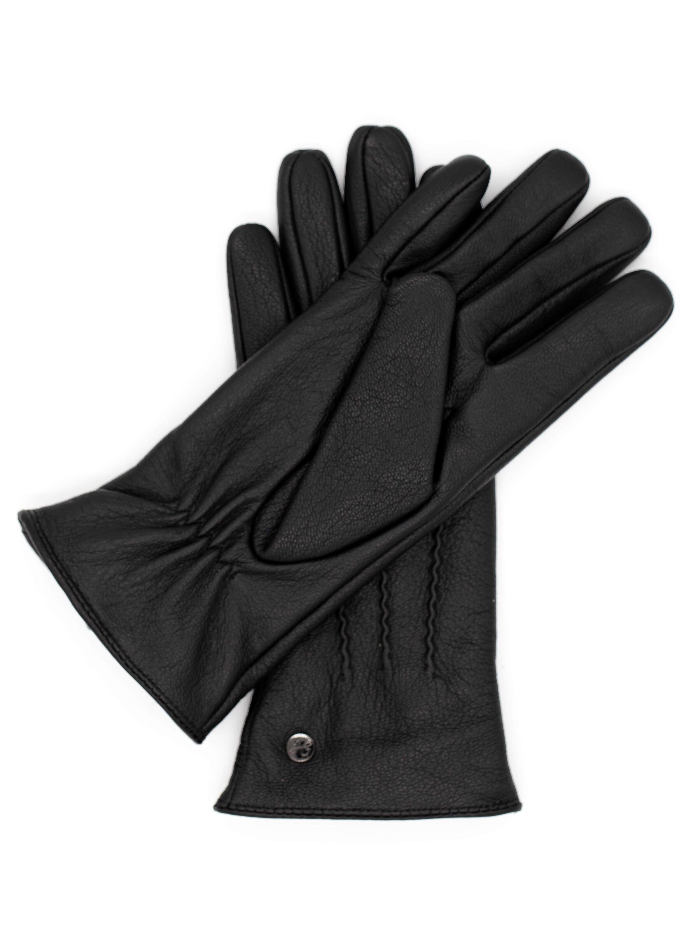 Hand Gewand by Weikert Full finger gloves 'JESS - Ziegeleder Kaschmir Fütterung' in Black