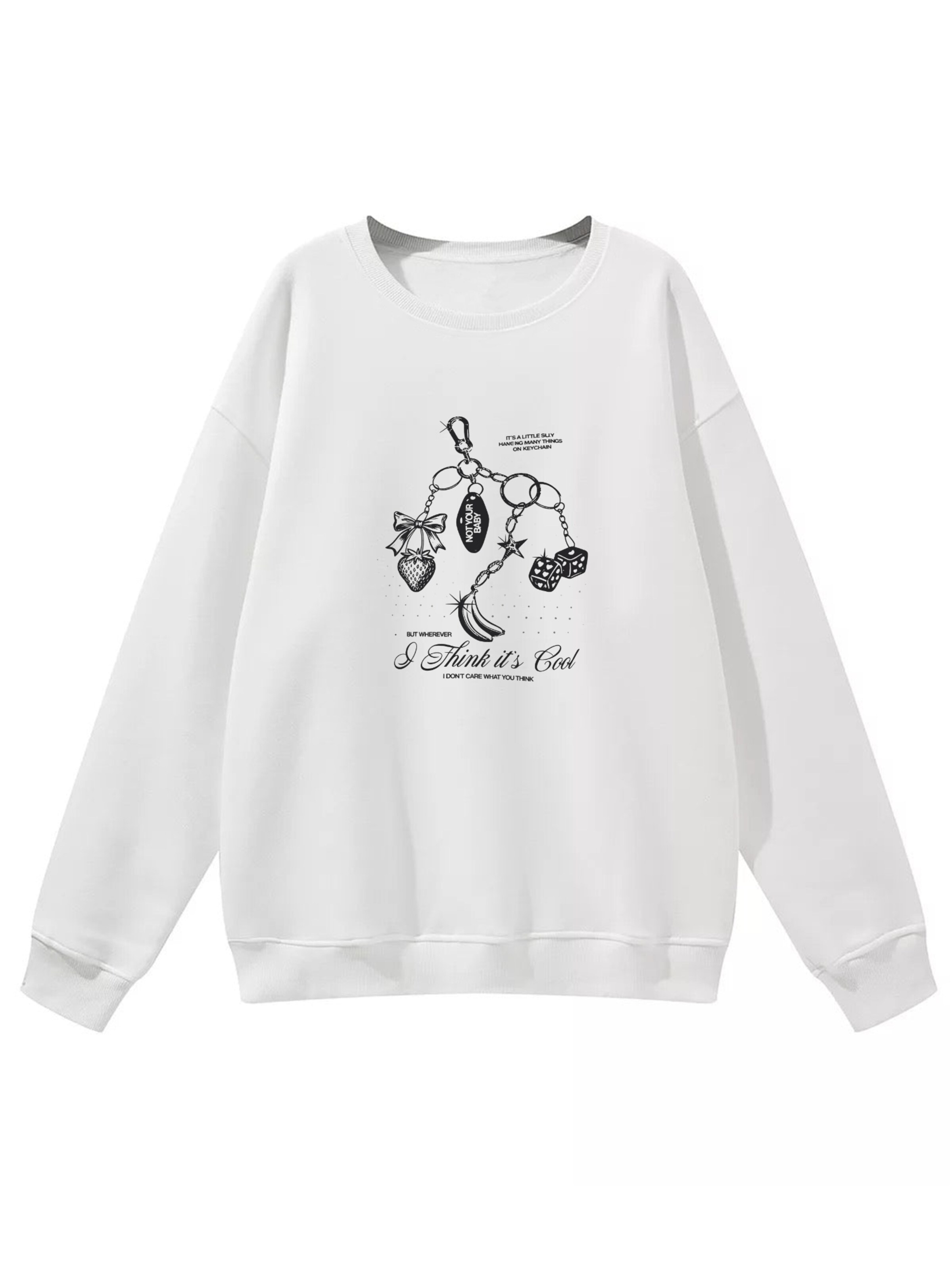 GORHEY Sweatshirt 'Women's Fleece Pullover, Sweatshirt with INS Print, Long Sleeve, Loose Fit'‌‌‌‌‌‌‌‌‌ in Weiß