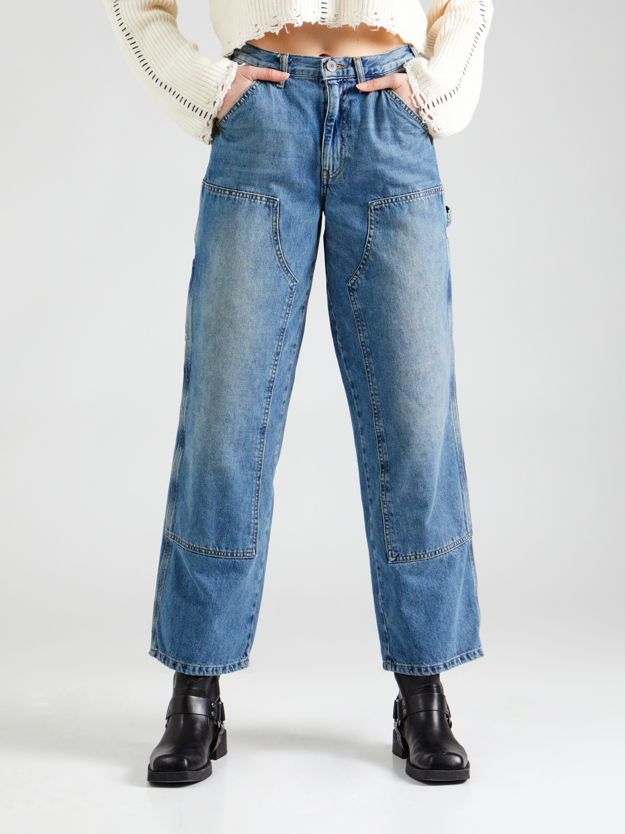 【TWN】25SS★ Urbane Carpenter Denim Pants Jeansy Urban Classics Carpenter Back Jeans Sand Destroyed