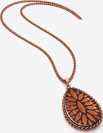 COLLEZIONE ALESSANDRO Necklace 'Wood' in Brown: front