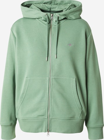 GANT - Sudadera con cremallera en verde: frente
