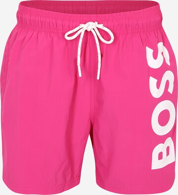 BOSS Badshorts 'Octopus' i rosa: framsida