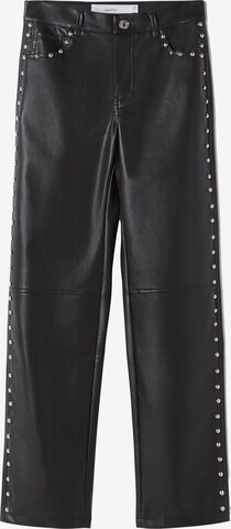 Bershka Regular Trousers in Black: front