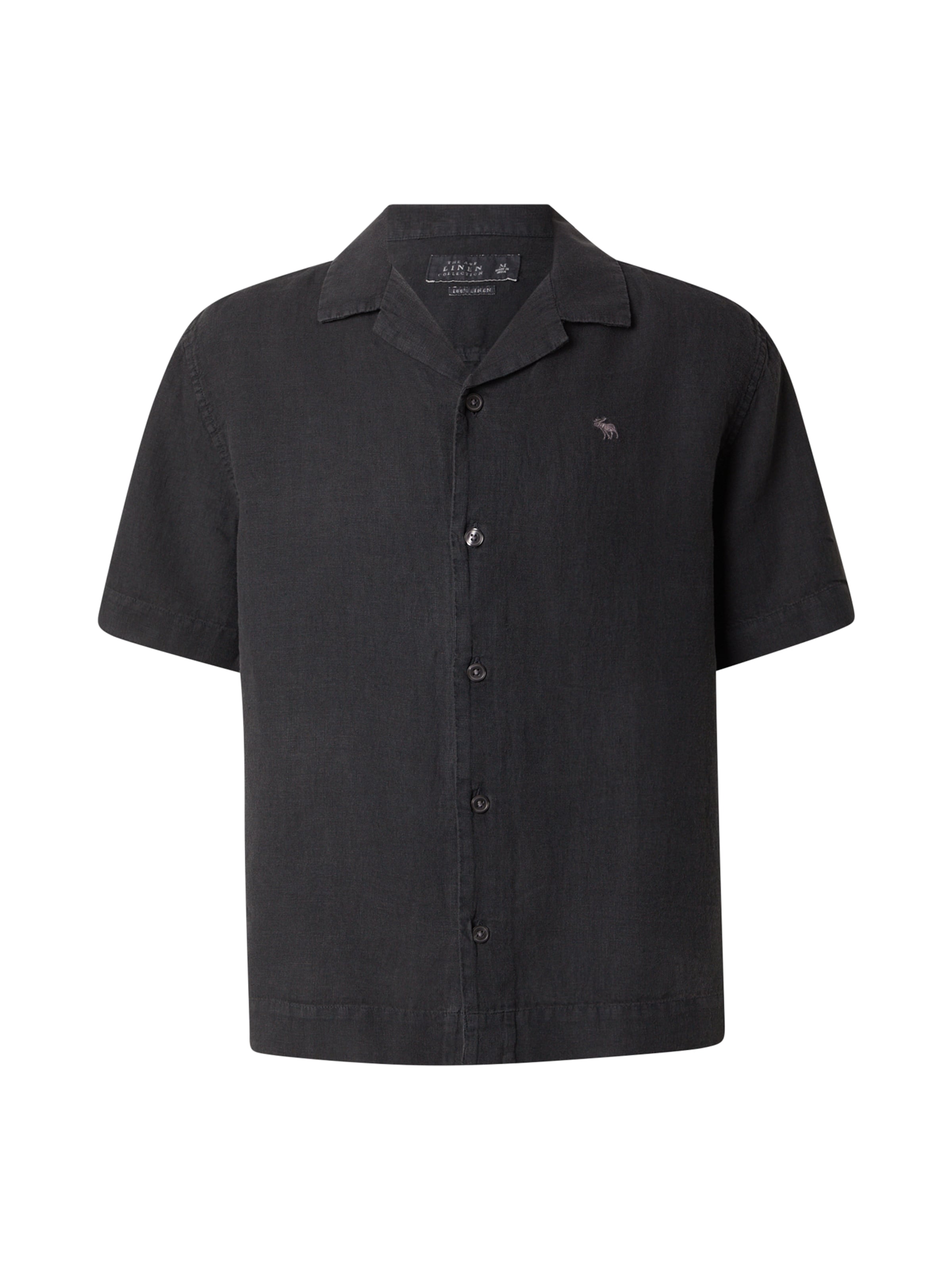 Abercrombie & Fitch Comfort fit Button Up Shirt 'MAR4' in Black: front