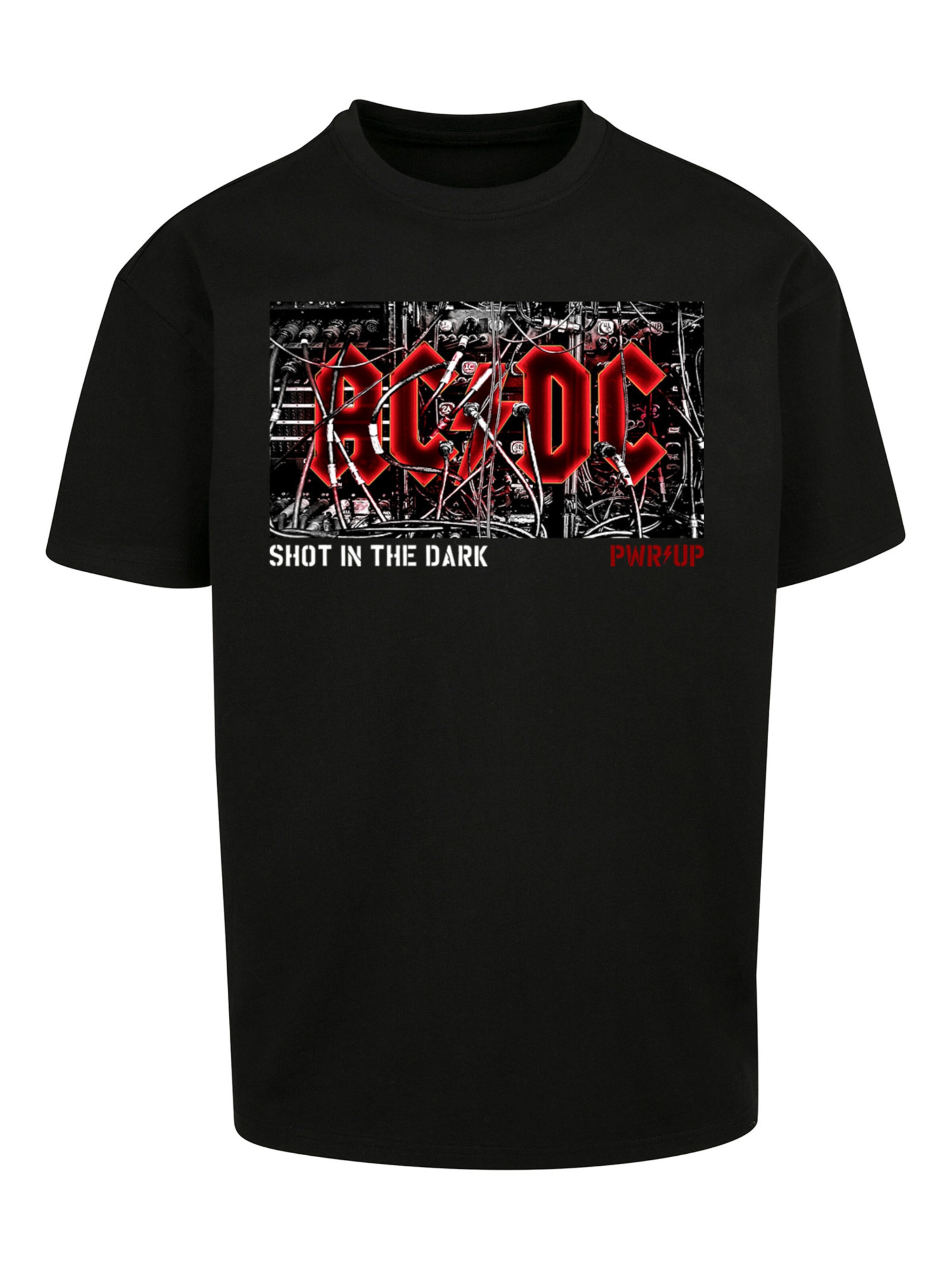 F4NT4STIC Shirt 'ACDC Rock Band Shirt PWRUP Cable Logo' in Black: front