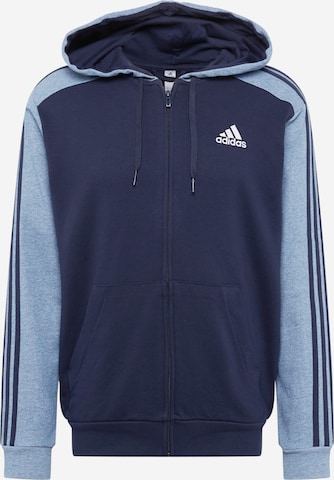 ADIDAS PERFORMANCE Athletic Zip-Up Hoodie in Blue: front
