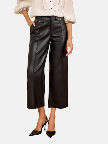 Wide Leg Pantalon love & roses en noir : devant