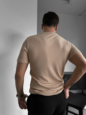 Kleidermafia Shirt 'Slim Fit Button T-shirt - Cream' in Beige