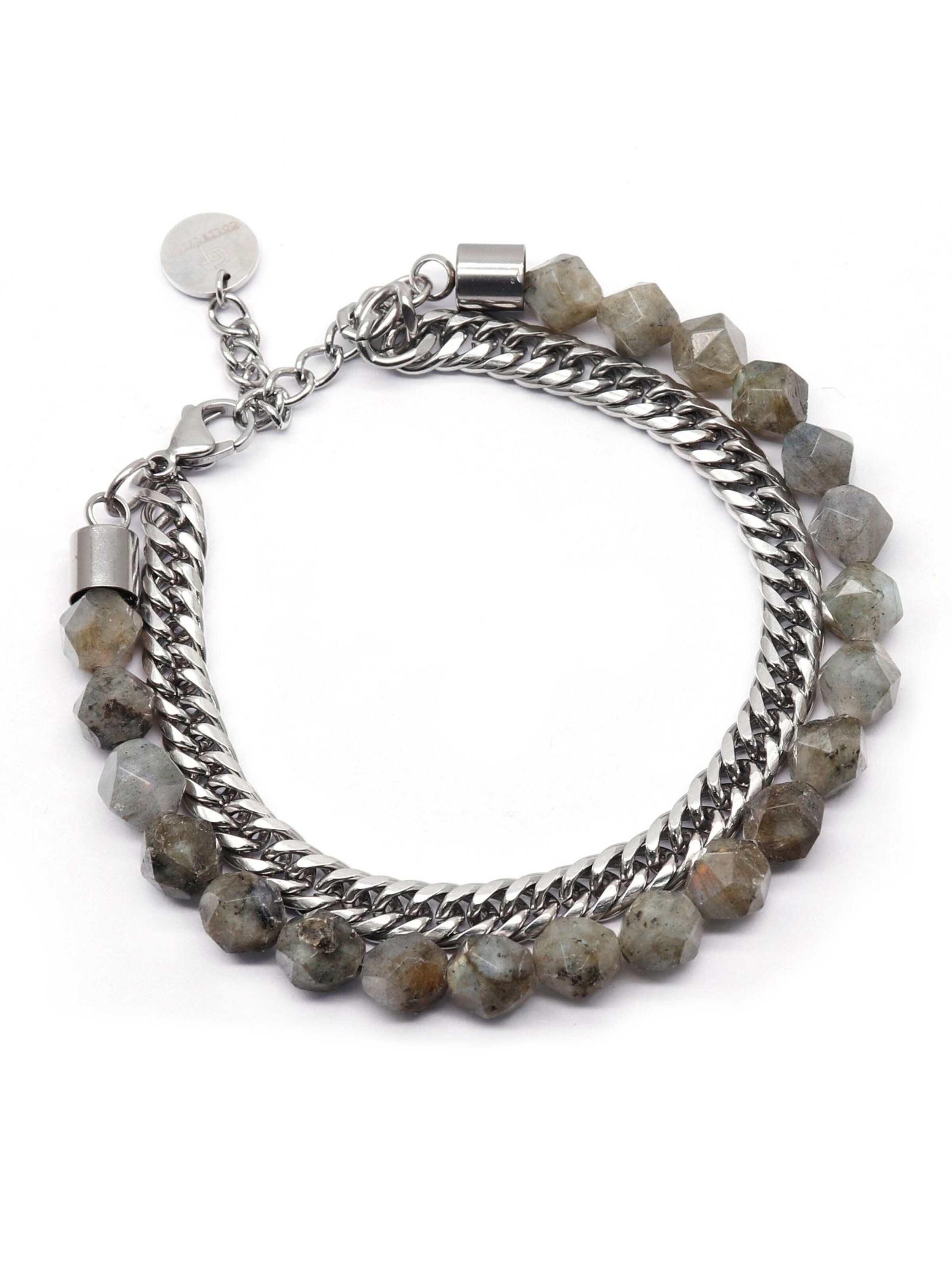GT Collection Armband 'Faceted-Bead' in Grau: Vorderseite