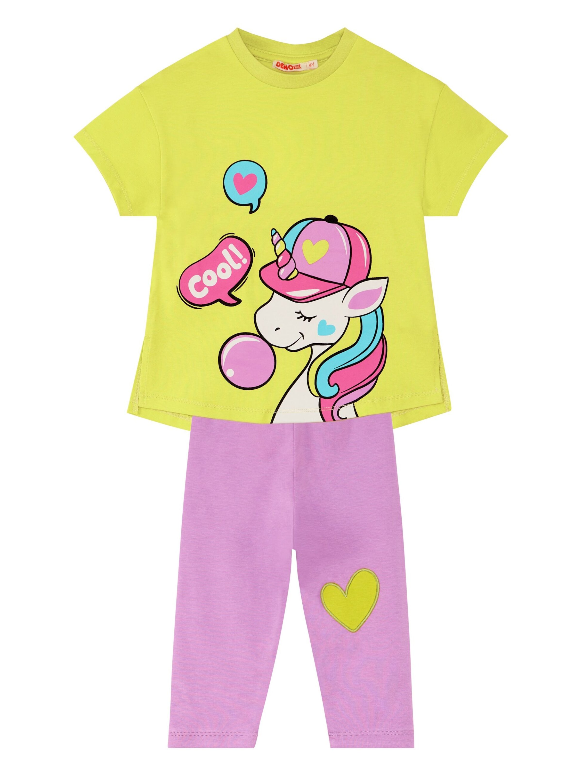 Denokids Trainingspak 'Cool Unicorn' in Groen: voorkant