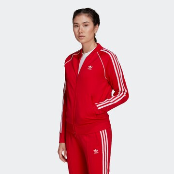 ADIDAS ORIGINALS Zip-Up Hoodie 'Primeblue Sst' in Red: front