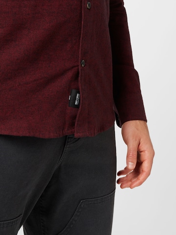 Only & Sons Slim fit Button Up Shirt 'ARI' in Brown