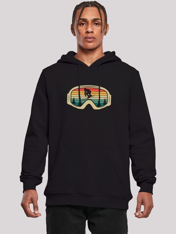 Sweat-shirt 'Retro Skibrille Wintersport' F4NT4STIC en noir : devant