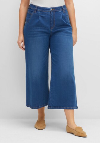 SHEEGO Wide leg Pleated Jeans in Blue: front