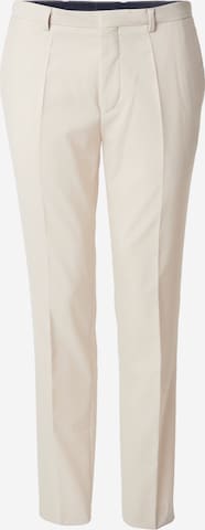 HUGO Slimfit Suorat housut 'Hesten232X' värissä beige: etupuoli