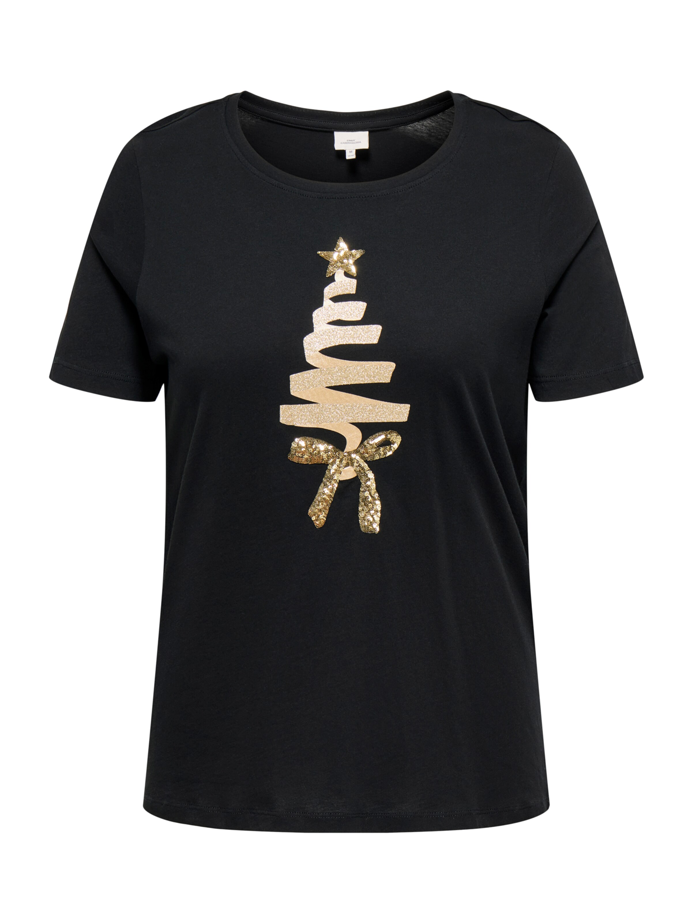 ONLY Curve Majica 'ONCXMAS YRSA CHRISTMAS' | črna barva: sprednja stran