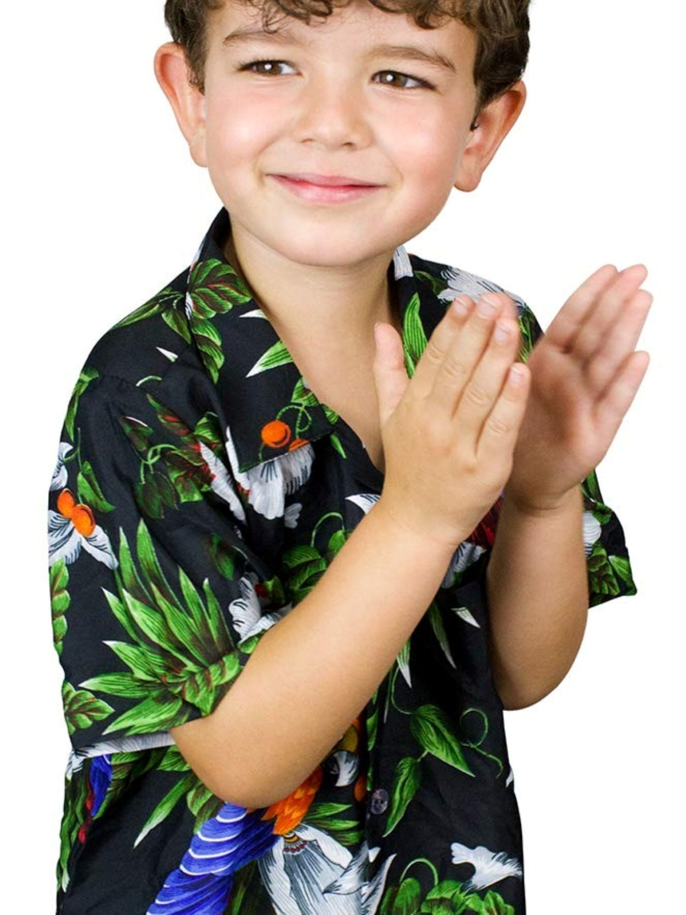 King Kameha Regular fit Button Up Shirt 'Cherryparrot' in Black