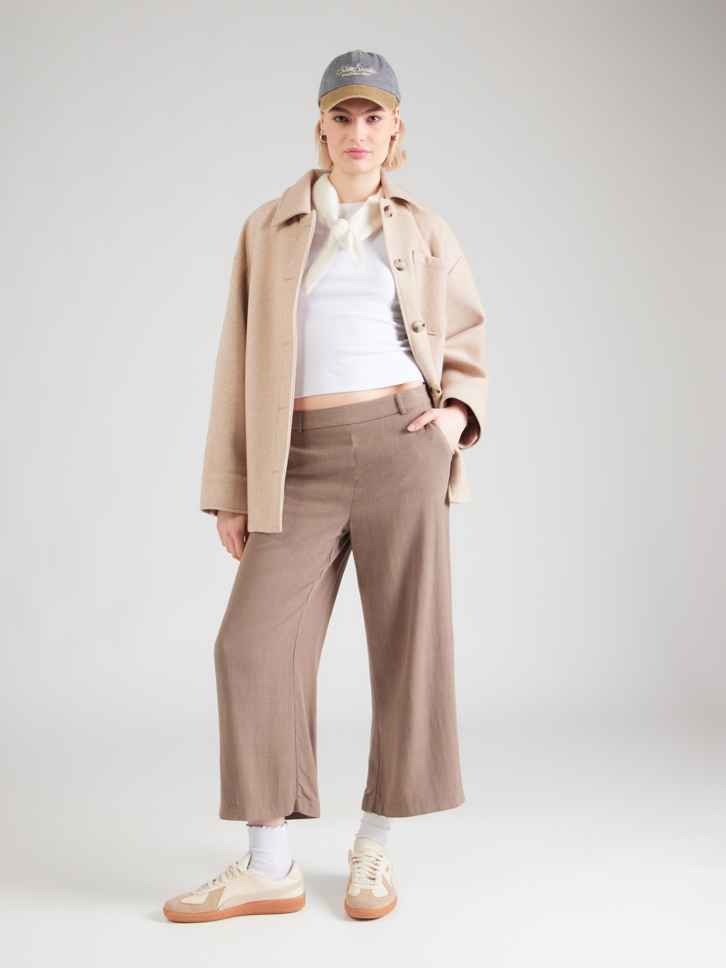 ONLY Wide leg Chino Pants 'ONLSIESTA' in Brown | ABOUT YOU