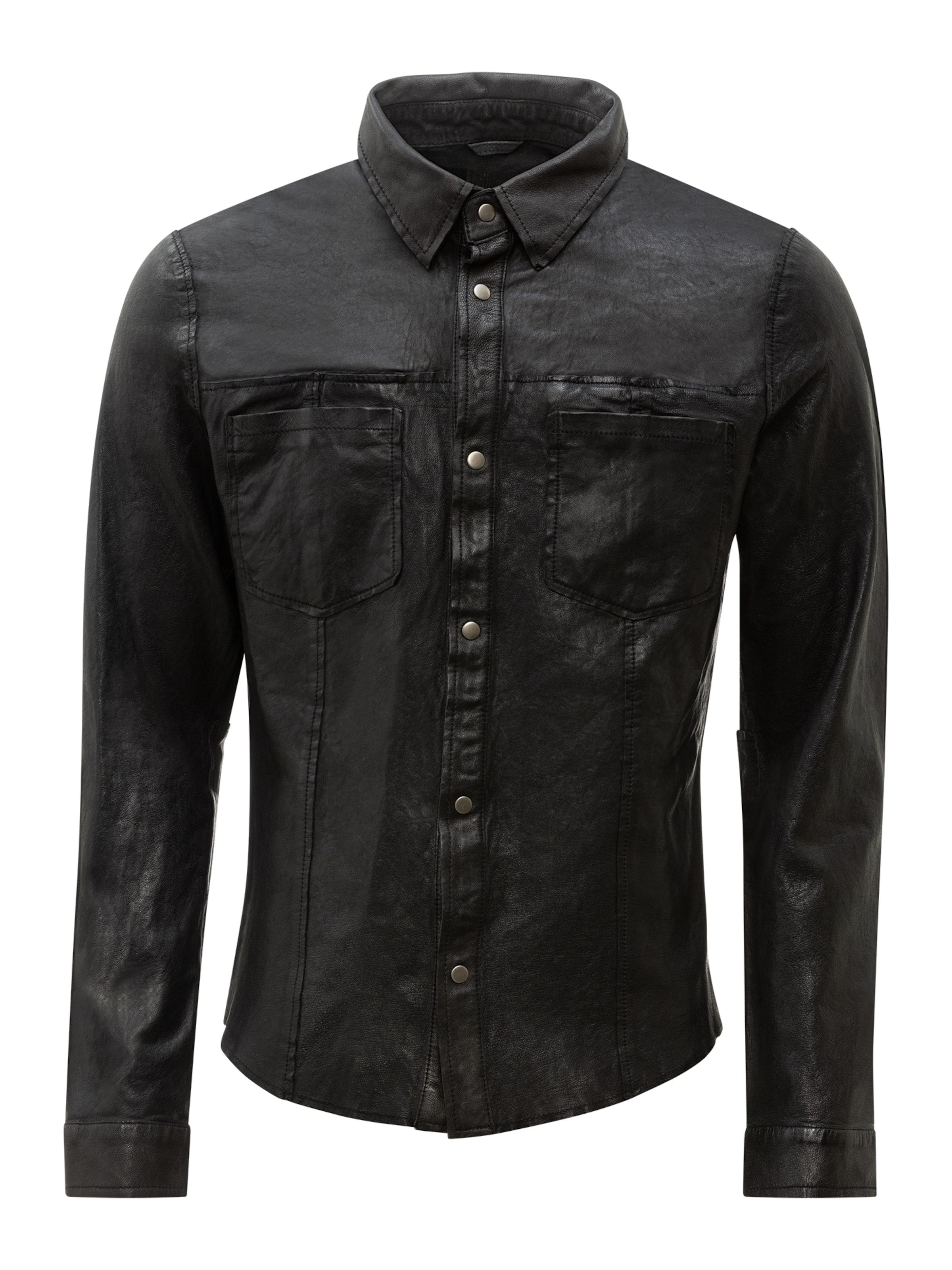 RICANO - Ajuste estrecho Camisa 'Das Reverse' en negro: frente