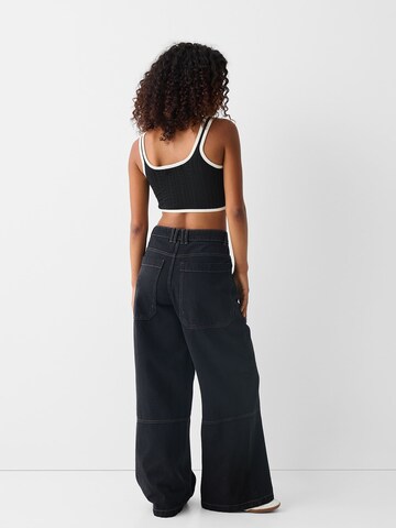 Bershka Stricktop in Schwarz