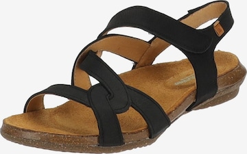 EL NATURALISTA Strap Sandals in Black: front