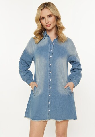 usha BLUE LABEL - Vestido camisero en azul: frente