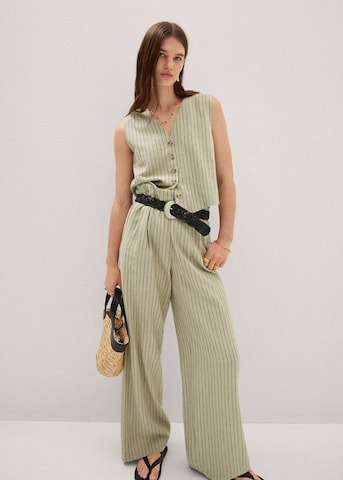 MANGO Wide leg Pleat-Front Pants 'Bali' in Green