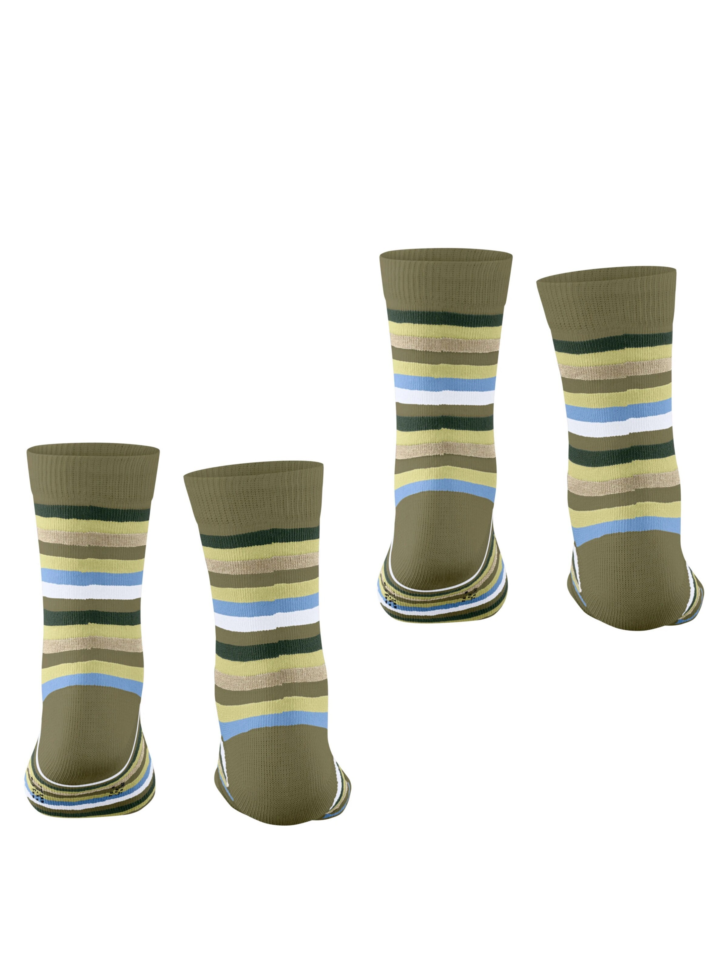 ESPRIT Socken 'Playful Stripe 2-Pack'‌‌ in Grün