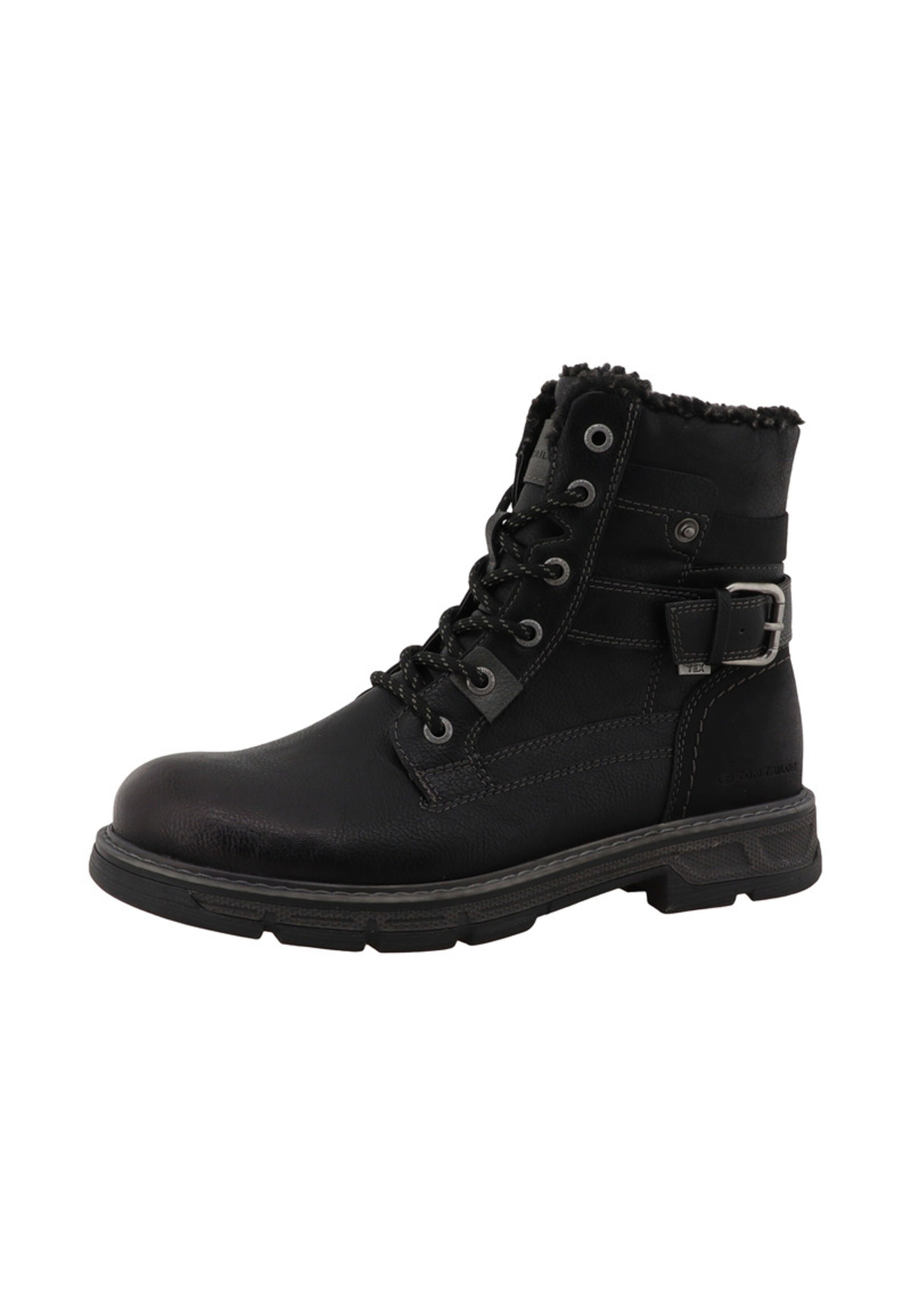 TOM TAILOR - Botas com atacadores em preto: frente