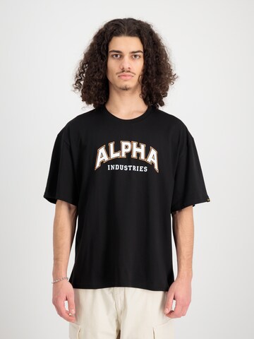 melns ALPHA INDUSTRIES T-Krekls: no priekšpuses