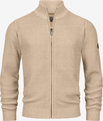 INDICODE JEANS Knit Cardigan 'Layton' in Beige: front