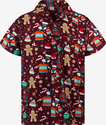Camicia 'Christmas Gingerbread' di King Kameha in rosso: frontale