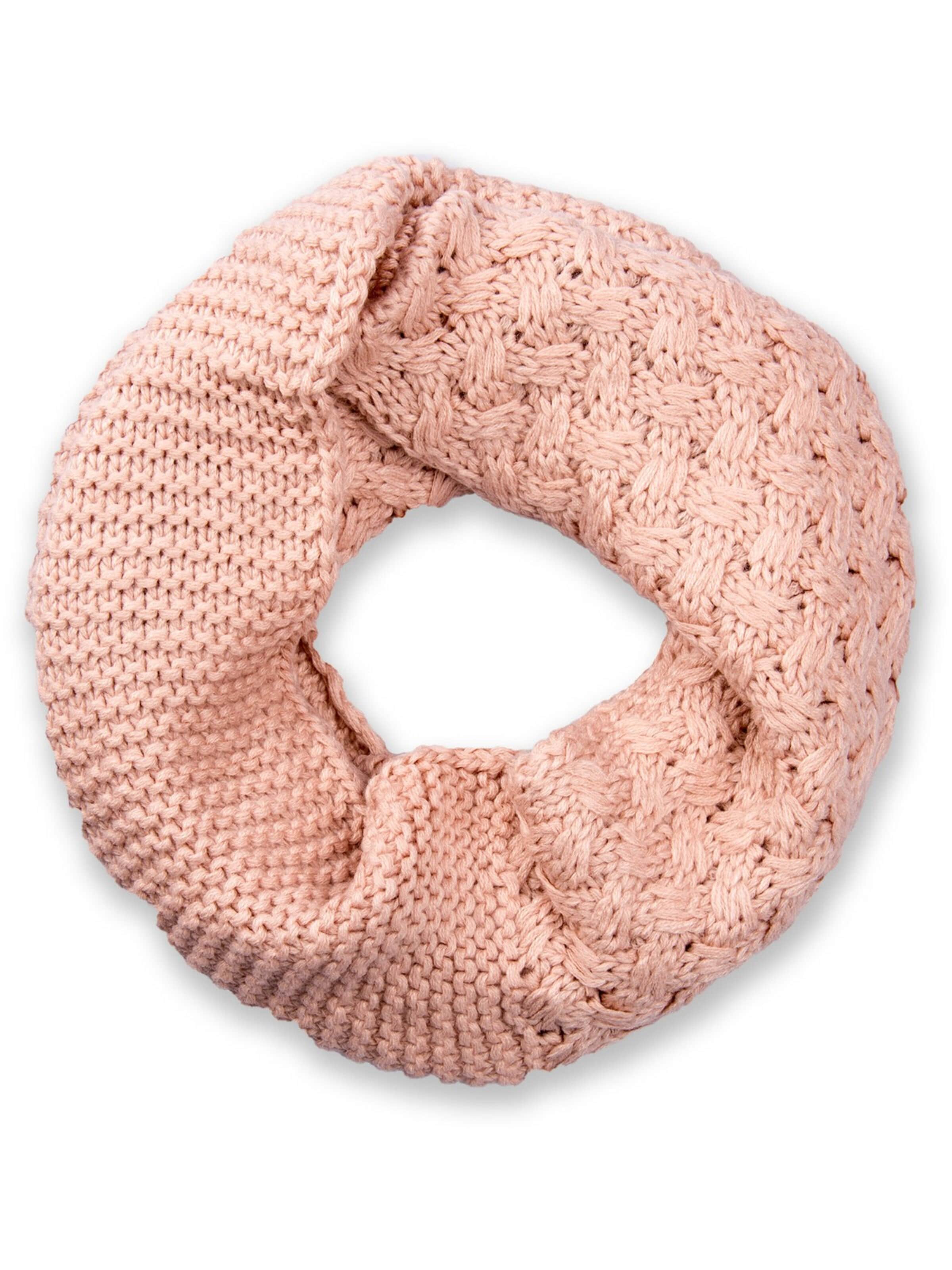styleBREAKER Schlauchschal 'Strick Loop mit Mustermix'‌‌‌‌‌‌‌ in Pink: Vorderseite
