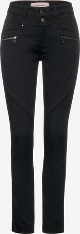 Coupe slim Pantalon STREET ONE en noir : devant