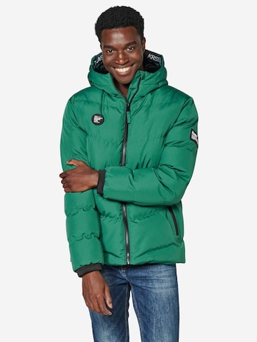 KOROSHI Zimná bunda - Zelená: predná strana