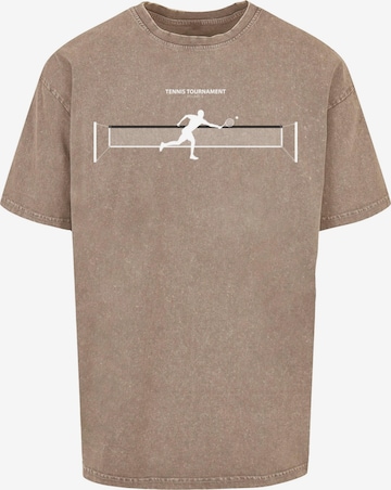 T-Shirt 'Tennis Round 1' Merchcode en marron : devant