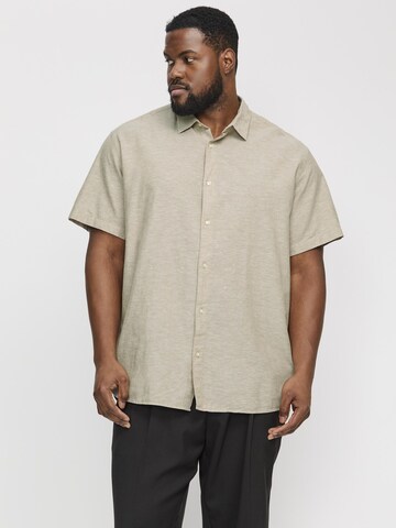 Jack & Jones Plus Slim fit Button Up Shirt 'JJEBreeze' in Beige: front