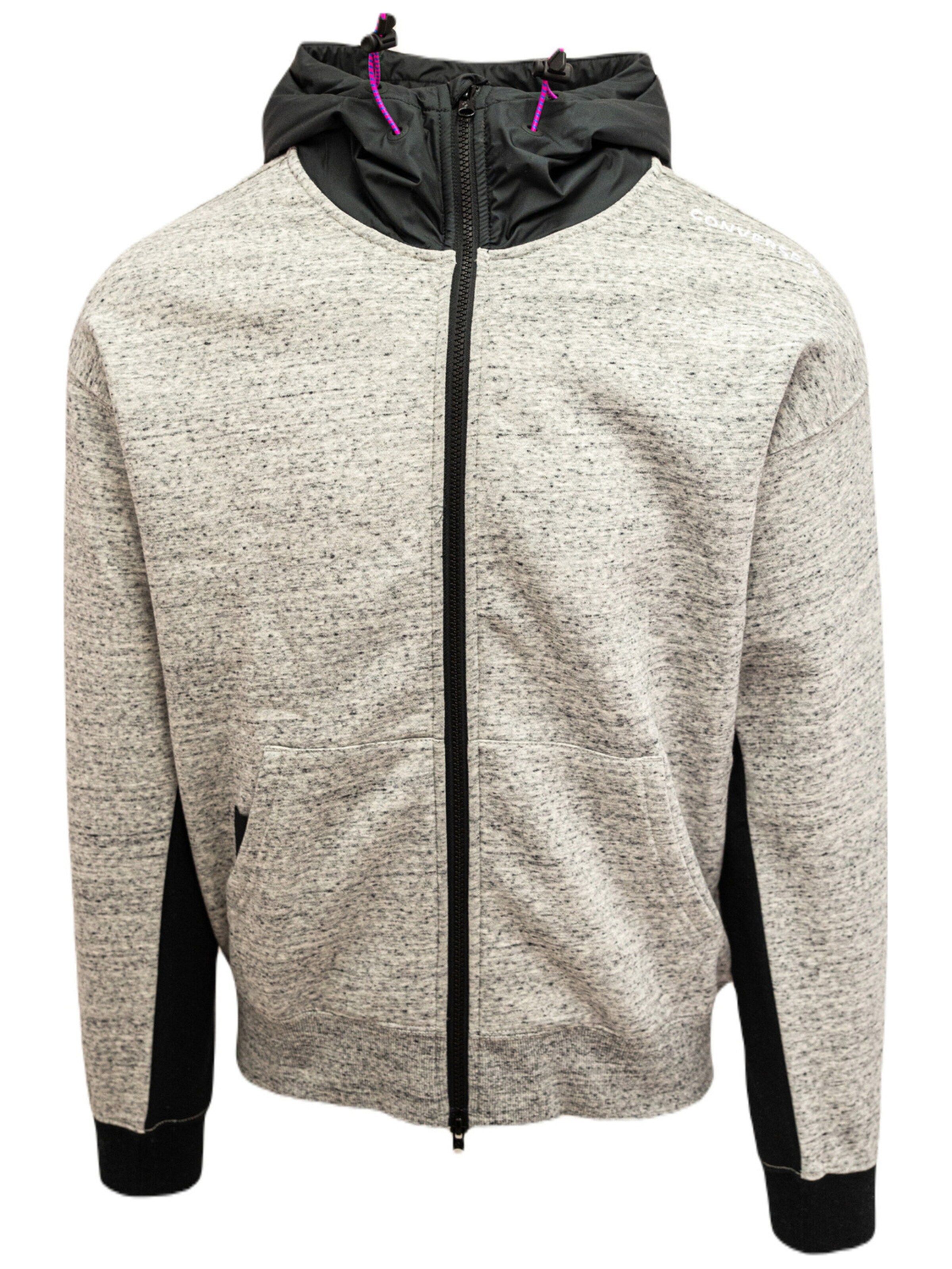 CONVERSE Sweatvest 'Converse Mixed Media Full-Zip Hoodie' in S in de kleur Antraciet, Productweergave