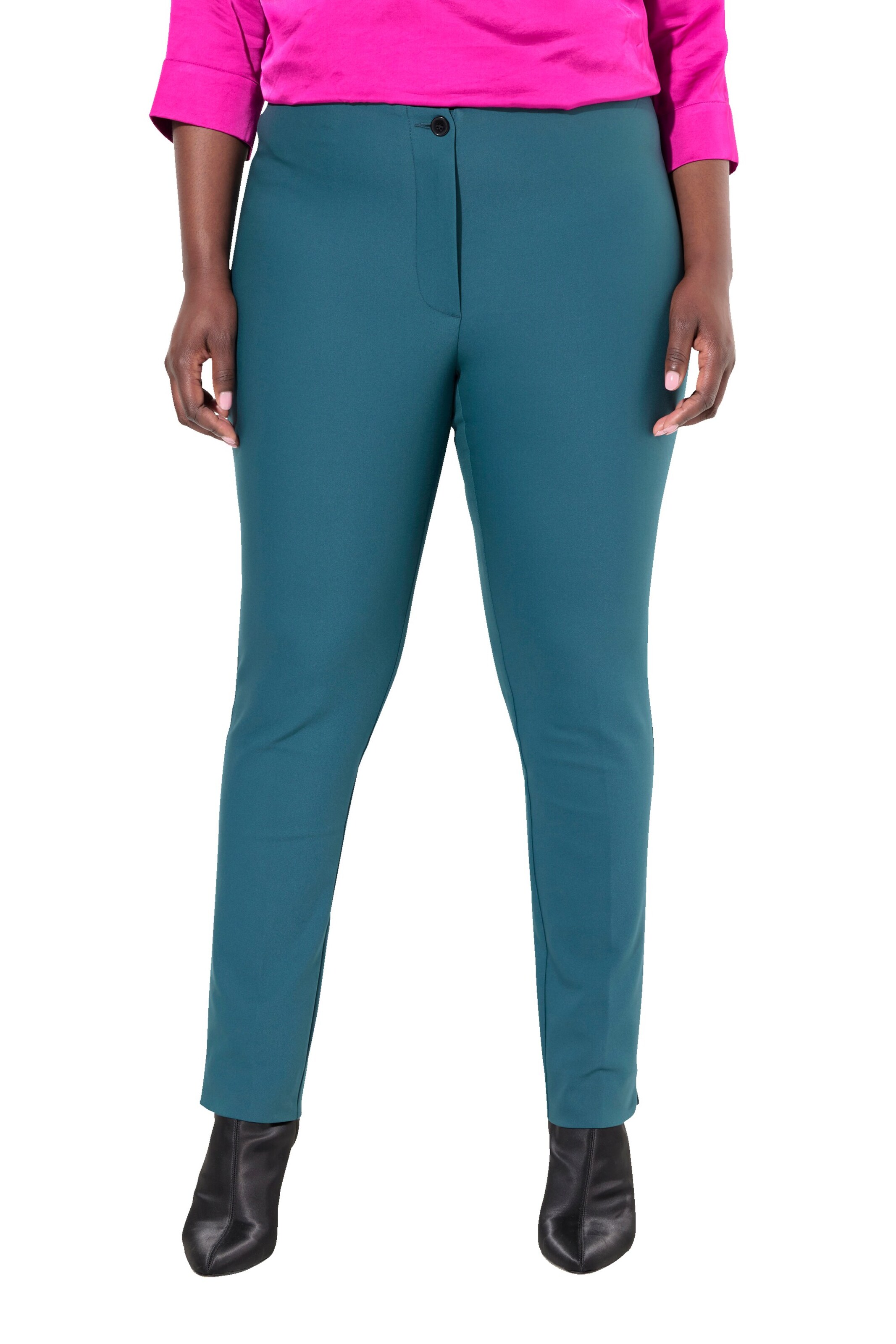 Ulla Popken Slimfit Pantalon in Groen: voorkant