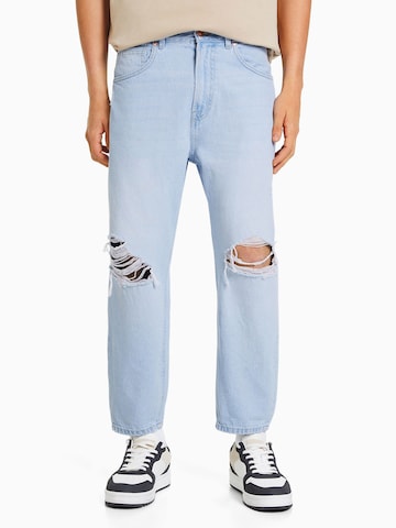 Loosefit Jeans de la Bershka pe albastru: față