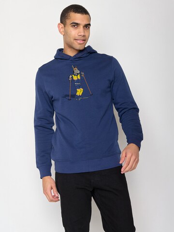 GREENBOMB Sweatshirt 'Animal Donkey Ski' in Blue: front