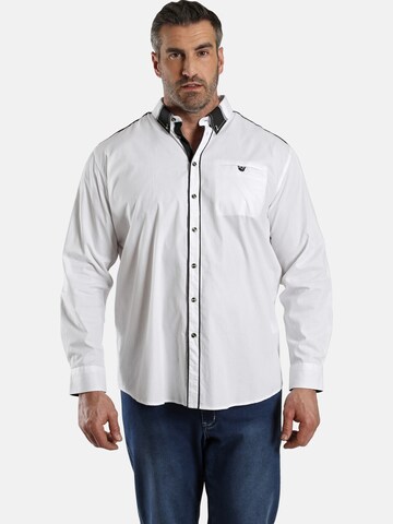 Charles Colby Comfort fit Button Up Shirt 'DUKE WARNAR' in White: front