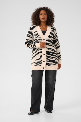 KAFFE CURVE Gebreid vest 'Sandia' in Beige